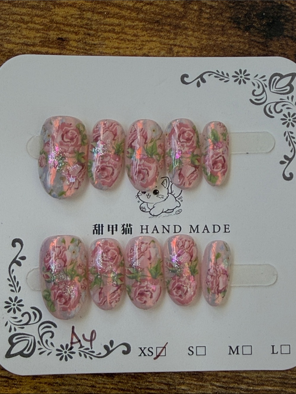 Floral Pink & Green Press-On Nails